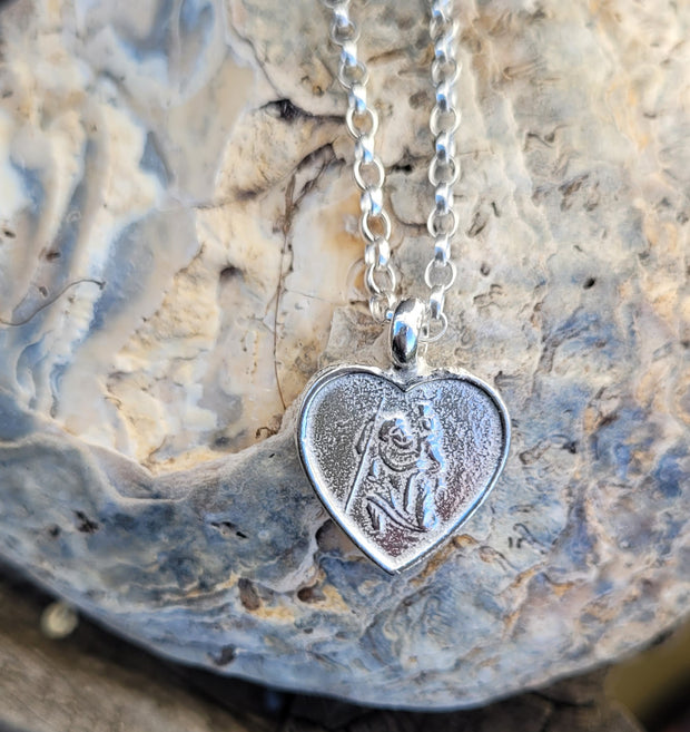 Handcrafted Heart St Christopher Necklace