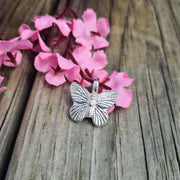 Butterfly Ashes into Silver Belcher Necklace