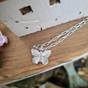 Butterfly Ashes into Silver Long Link Fine Necklace