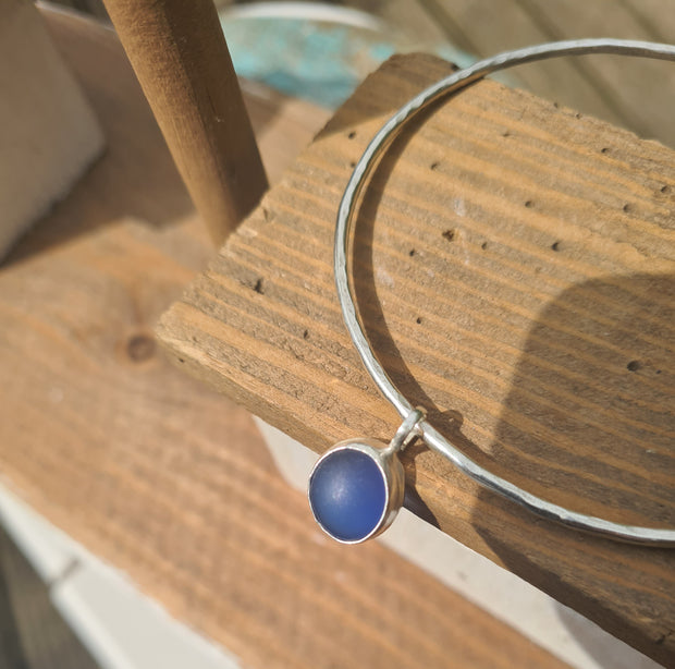 Blue Waves, Sea Glass Bangle or Bracelet  (91)