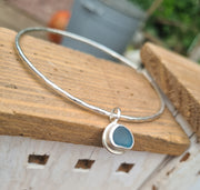 St Ives Sea Blue, Sea Glass Bangle or Bracelet  (87 )