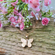 Butterfly Ashes into Gold Long Link Necklace