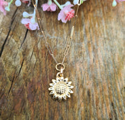 Sunflower Ashes into Gold Long Link Necklace