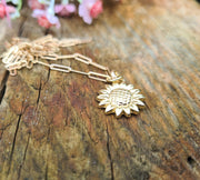 Sunflower Ashes into Gold Long Link Necklace