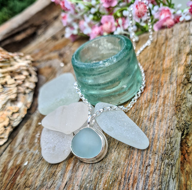 Sea Pebble, Sea Glass Necklace  (117)