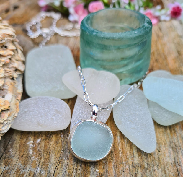 Sea Bean, Sea Glass Necklace  (111)