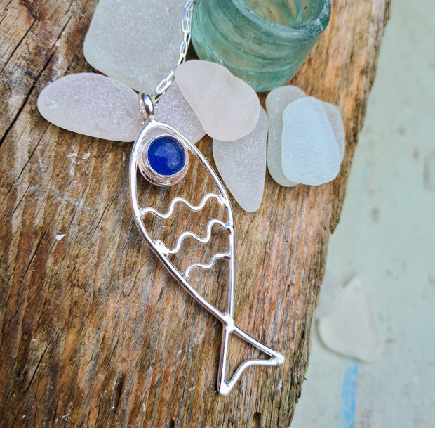 Big Fish, Sea Glass Necklace  (126)