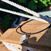 White Sea Glass on Cord as Bracelet or Necklace (128)