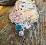 Wrapped in Seaweed, Sea Glass Statment Necklace  (209)