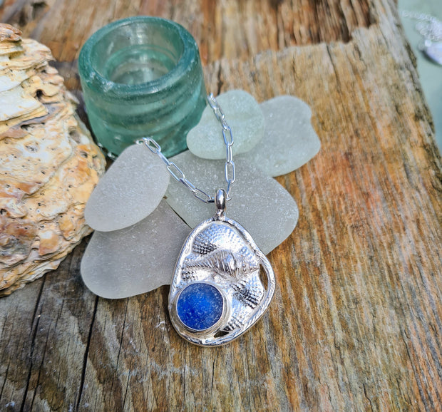 Blue Lagoon, Sea Glass Statment Necklace  (211)