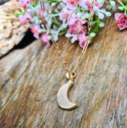 Crescent Moon Ashes into Gold Long Link Necklace