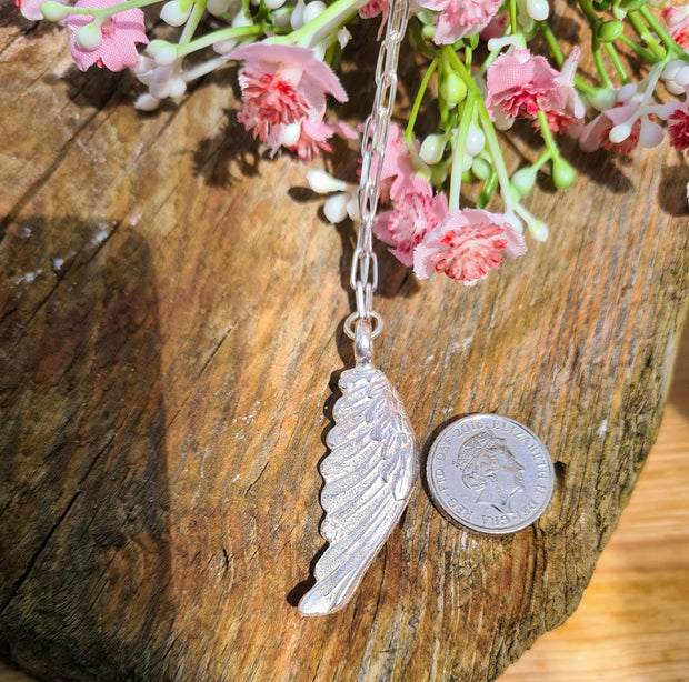 Ashes Into Silver Angel Wing Long Link Necklace