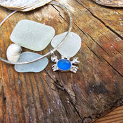 Clara the Crab as a Sea Glass Necklace or Bangle  (Blue 254)