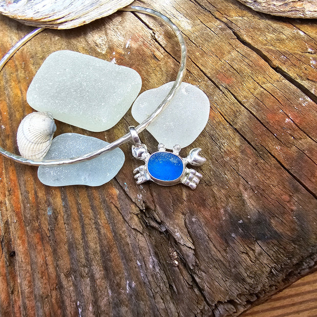 Clara the Crab as a Sea Glass Necklace or Bangle  (Blue 254)