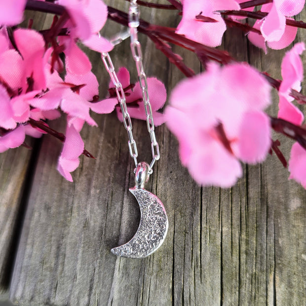 Ashes into Silver 'Crescent Moon' Long Link Necklace