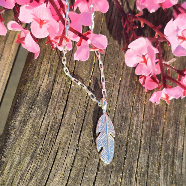 Ashes Into Silver 'Feather' Long Link Necklace