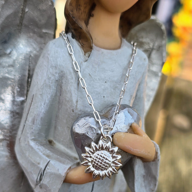 Ashes into Silver 'Sunflower' Long Link Necklace