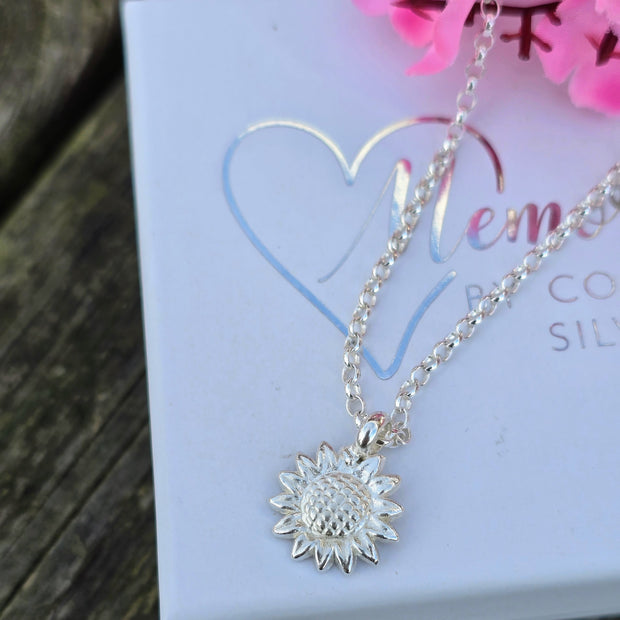 Ashes into Silver 'Sunflower' Belcher Necklace