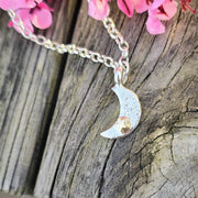 Ashes into Silver Crescent Moon Gold Star Belcher Necklace