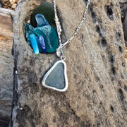 Blue Water Ripples Sea Glass Necklace ( 23 Pale Aqua )