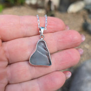 Blue Water Ripples Sea Glass Necklace ( 23 Pale Aqua )