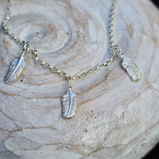 Feather 3 Charm Necklace