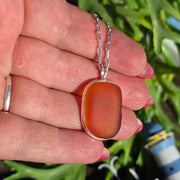 Orange Sunset Sea Glass Necklace   401