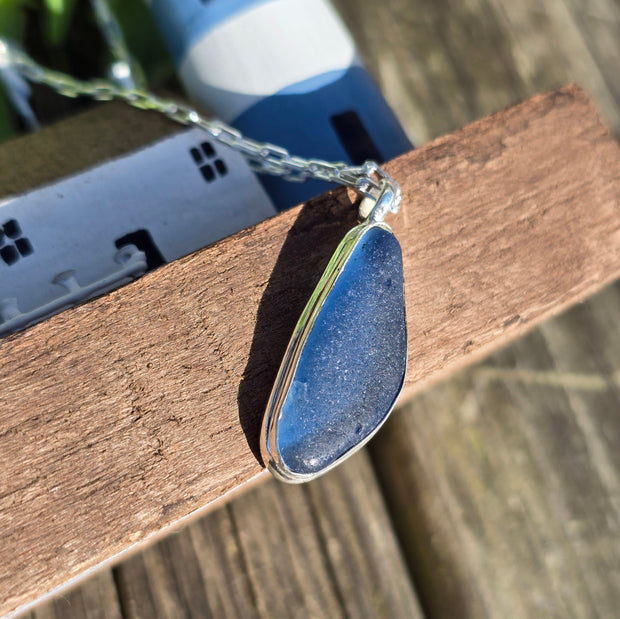 Blue Wave Sea Glass Necklace   402