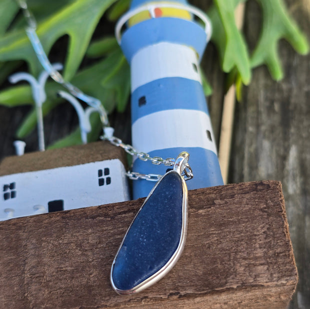 Blue Wave Sea Glass Necklace   402