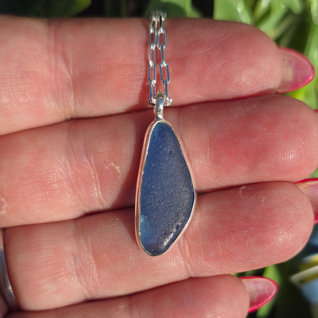 Blue Wave Sea Glass Necklace   402