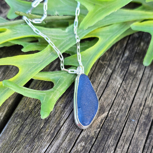 Blue Wave Sea Glass Necklace   402