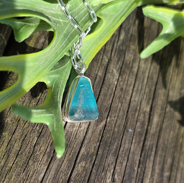 Blue Glazier Sea Glass Necklace   403