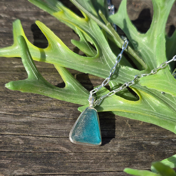 Blue Glazier Sea Glass Necklace   403