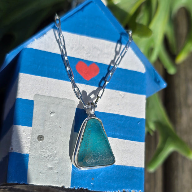 Blue Glazier Sea Glass Necklace   403