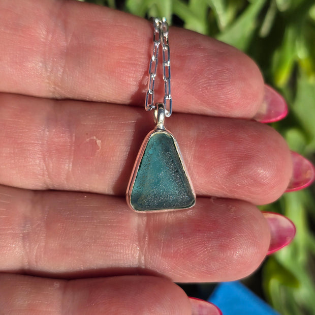 Blue Glazier Sea Glass Necklace   403