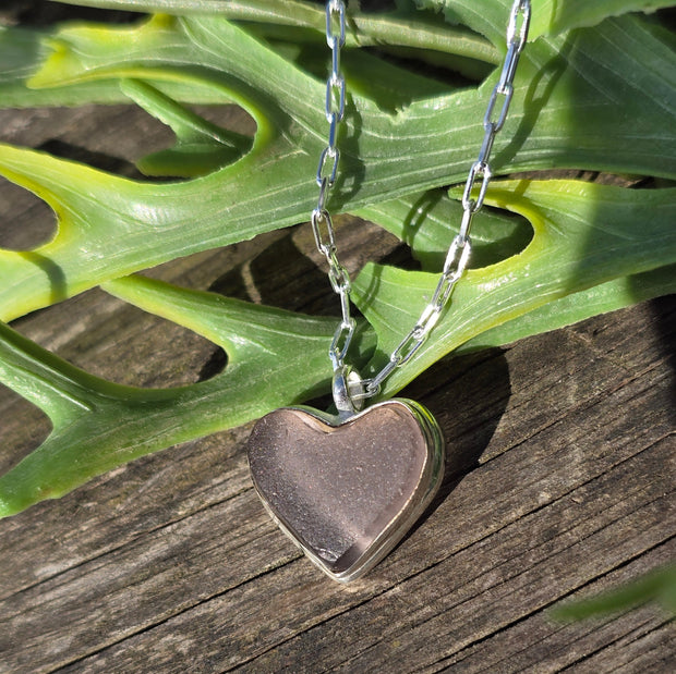 Crystal Heart Sea Glass Necklace   404