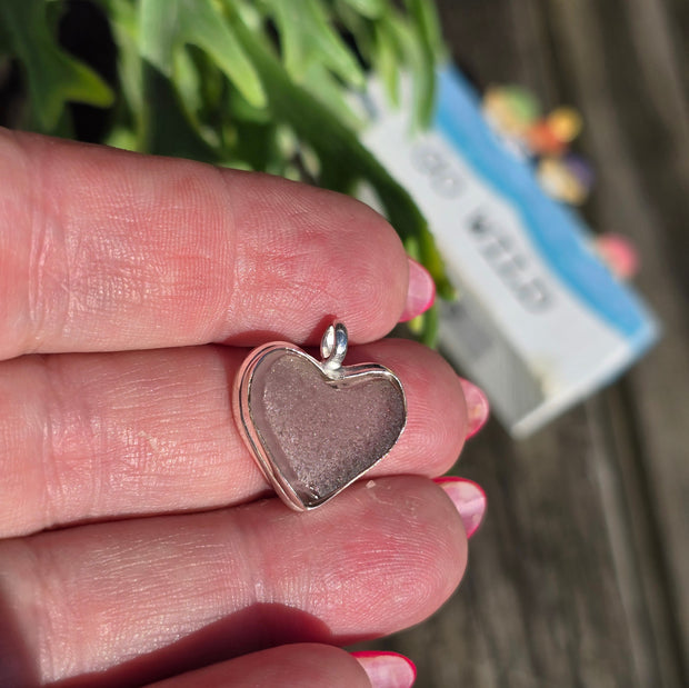 Crystal Heart Sea Glass Necklace   404