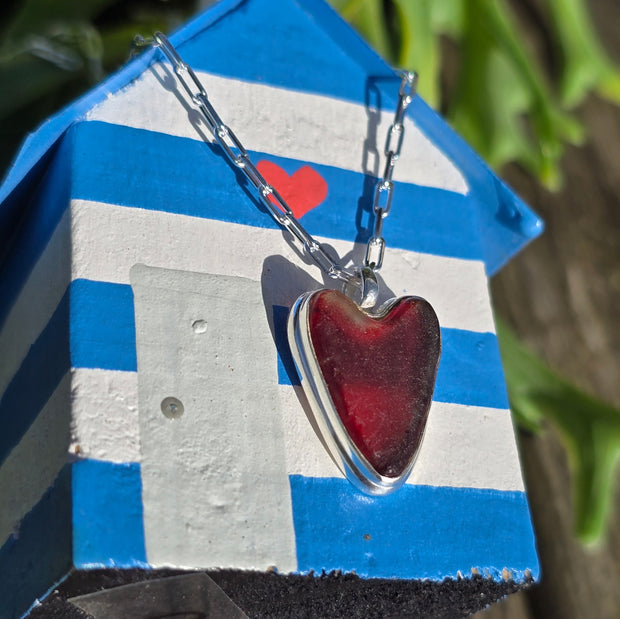Beach Ruby Sea Glass Necklace   406