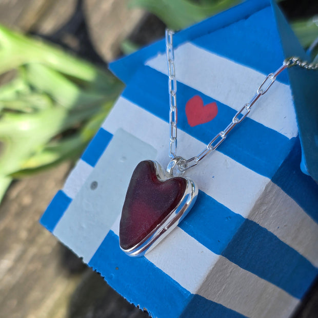 Beach Ruby Sea Glass Necklace   406