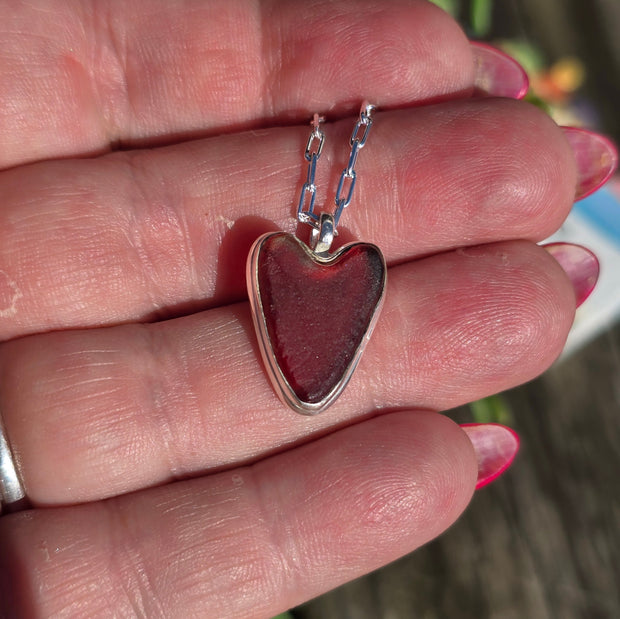 Beach Ruby Sea Glass Necklace   406