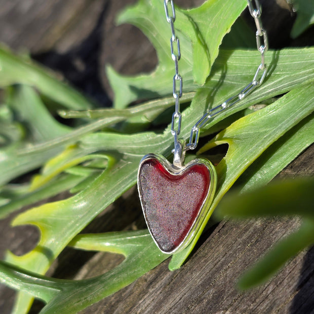 Beach Ruby Sea Glass Necklace   406