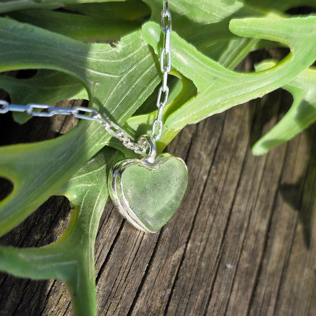 Clear Cornish Pool Sea Glass Necklace   407