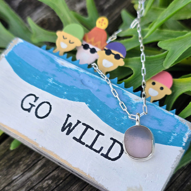 Pink Droplet Sea Glass Necklace   411