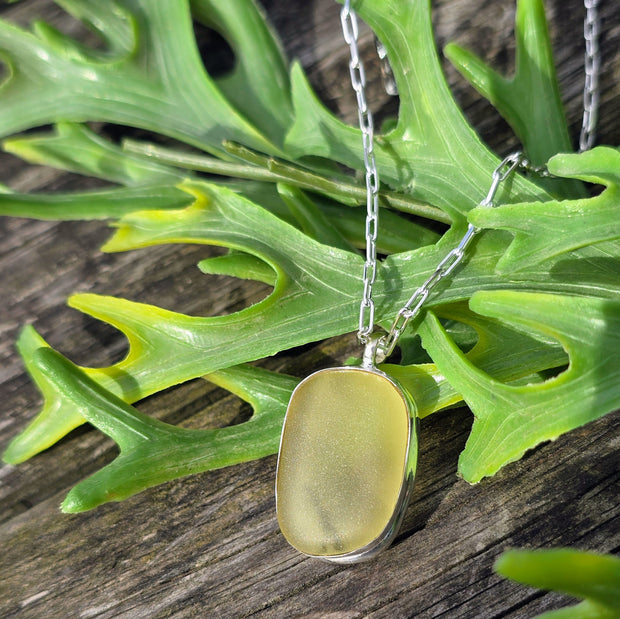 Sherbet Lemon Sea Glass Necklace   412