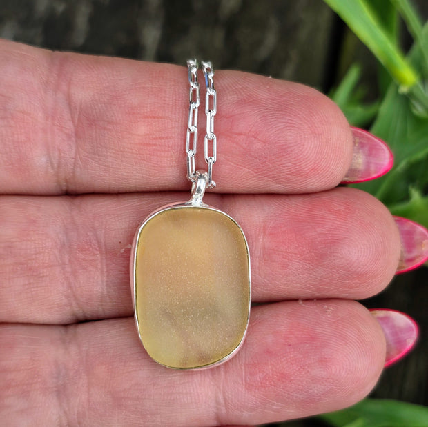 Sherbet Lemon Sea Glass Necklace   412