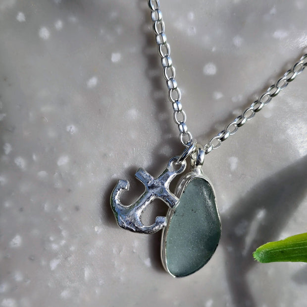 Anchors Away Sea Glass Necklace   420