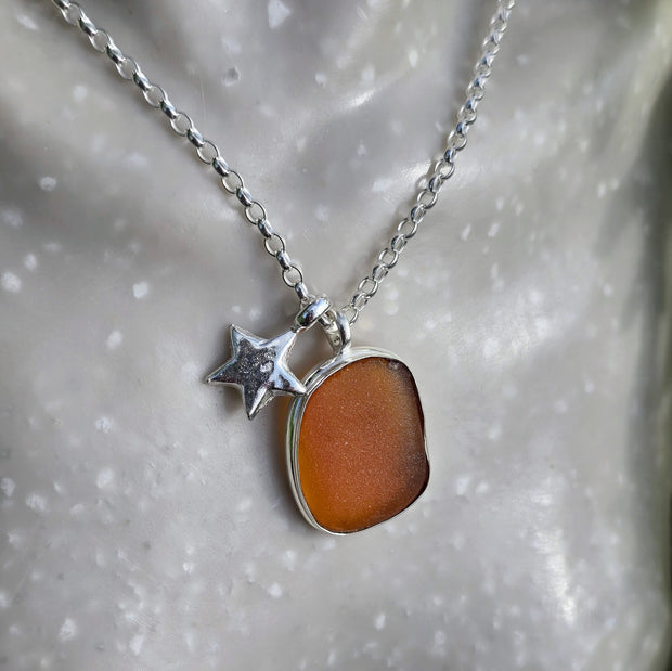 Amber Moon Sea Glass Necklace   421