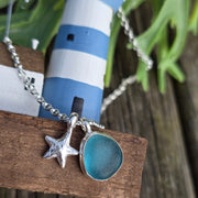 Starfish Pool Sea Glass Necklace   422