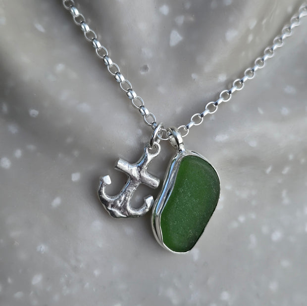 Green Lagoon Sea Glass Necklace   424