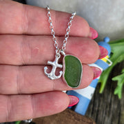 Green Lagoon Sea Glass Necklace   424